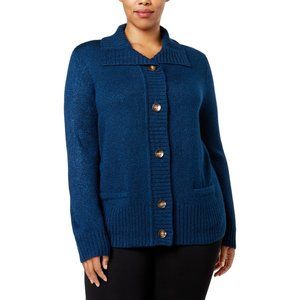Karen Scott Womens Marled Cardigan Sweater Sz 1X